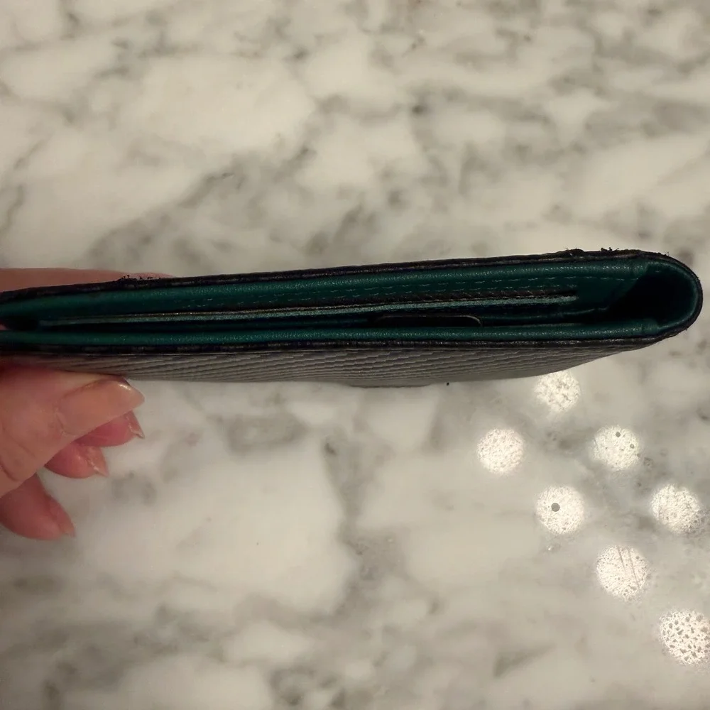 Runbox Mens Carbon Fiber Bifold Wallet with Money Clip Black Teal Green Slim EDC